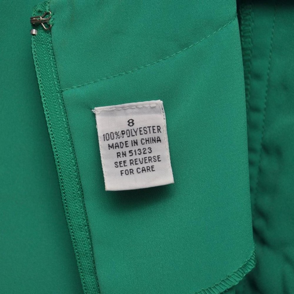 Vintage 1980s Green Military Style Bodycon Dress with Gold Buttons, Size 8 - Picture 9 of 10